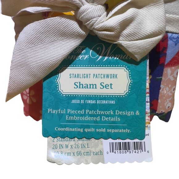 The Pioneer‎ Woman Starlight Patchwork 2 Standard Pillow Shams Embroidered NEW - Picture 4 of 7